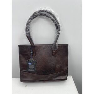 NWT Amerileather Tote Bag Women's Brown Leather Zipper Shopping Shoulder Purse
